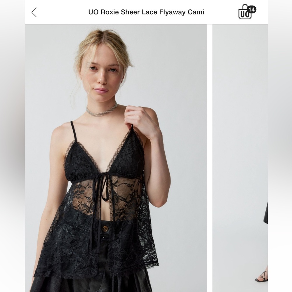 Urban outfitters black lace fly away cami size XS